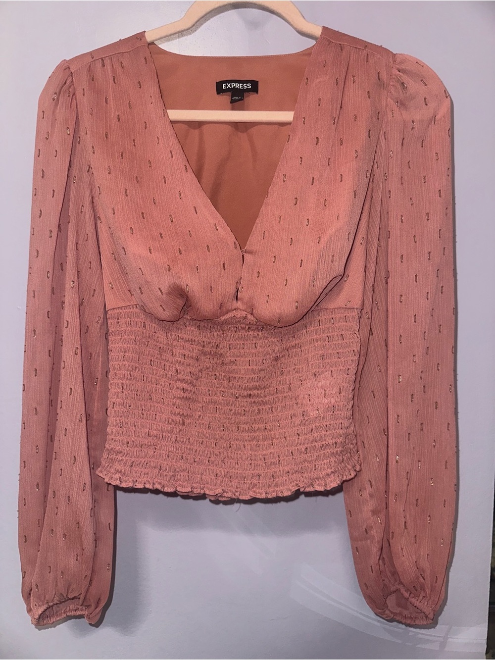 Smocked waist bell sleeves top